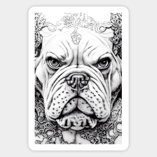 English Bulldog Pet Wild Nature Illustration Line Epic Illustration Line Art Magnet